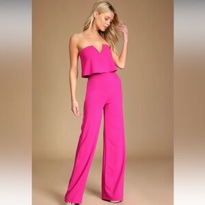 Power of Love Magenta Strapless Jumpsuit Size S